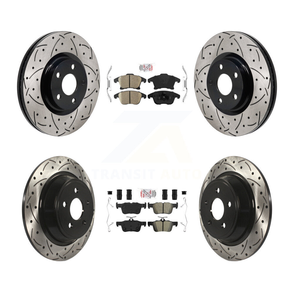 Kit de rotors de frein à fente de forage semi-métallique avant et arrière en céramique pour Lincoln MK