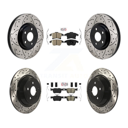 Kit de rotors de frein à fente de forage semi-métallique avant et arrière en céramique pour Lincoln MK