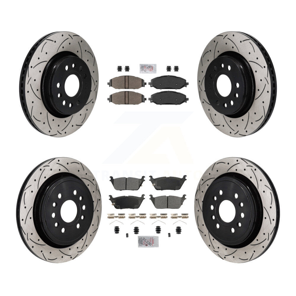 Kit de rotors de frein à fente de forage à plaquettes semi-métalliques avant et arrière pour Ram 1500 Jeep Gran
