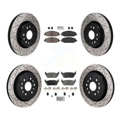 Kit de rotors de frein à fente de forage à plaquettes semi-métalliques avant et arrière pour Ram 1500 Jeep Gran