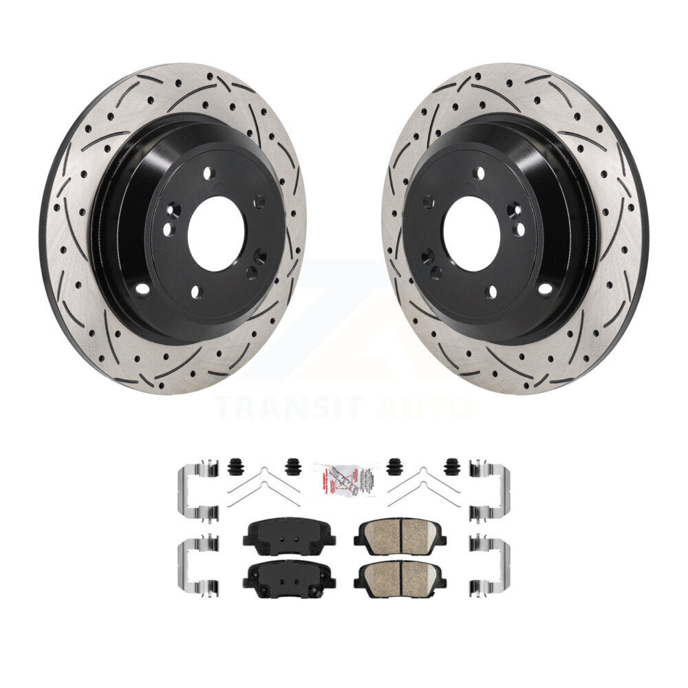 Rotor de frein à disque à fente arrière et Kit de plaquettes en céramique pour Genesis G70 Kia Stinge