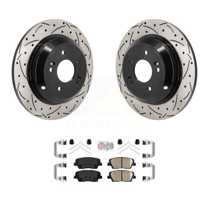 Rotor de frein à disque à fente arrière et Kit de plaquettes en céramique pour Genesis G70 Kia Stinge