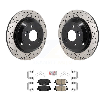 Rotor de frein à disque à fente arrière et Kit de plaquettes en céramique pour Genesis G70 Kia Stinge