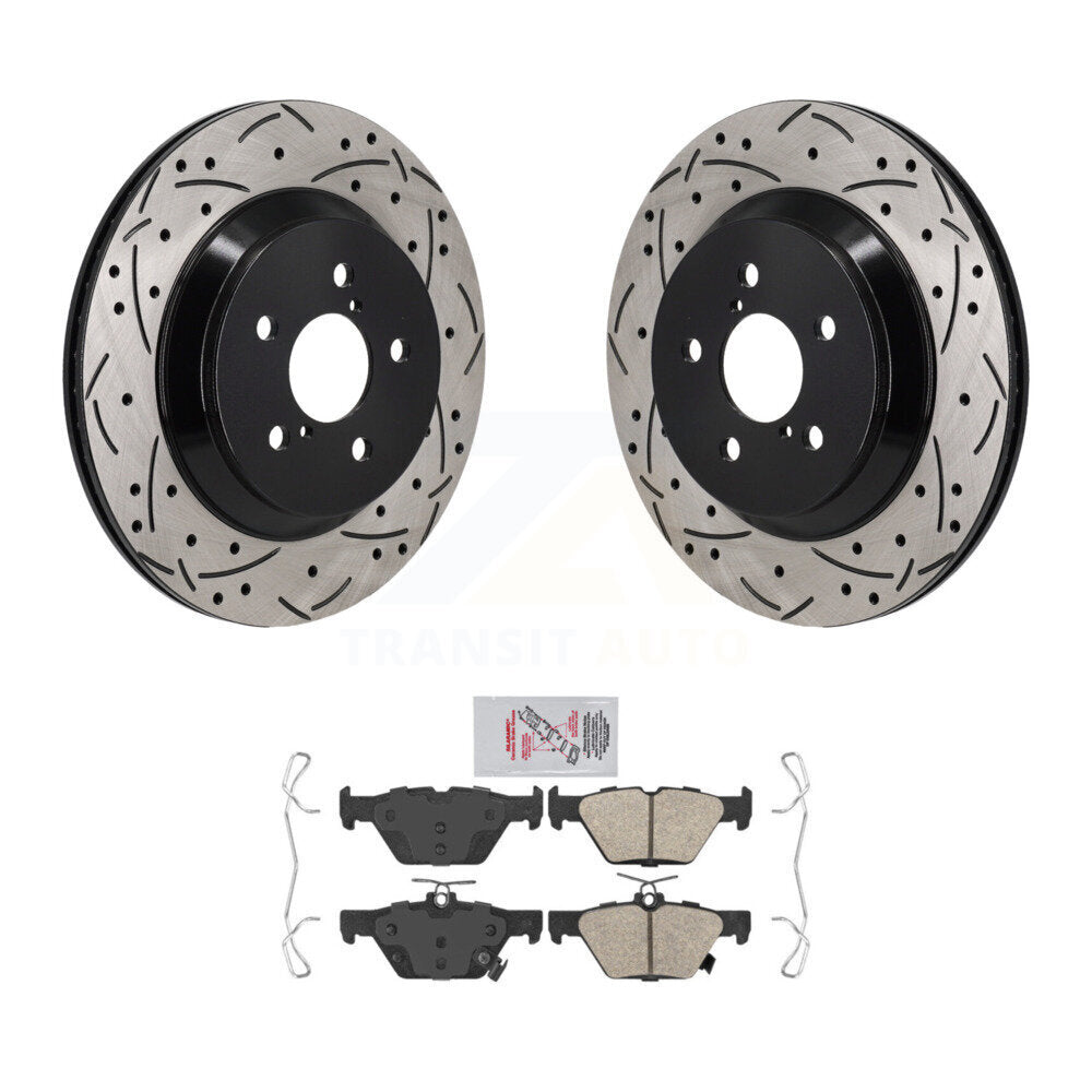 Rotor de frein à disque à fente percée avec revêtement arrière et Kit de plaquettes en céramique pour Subaru Crosstre