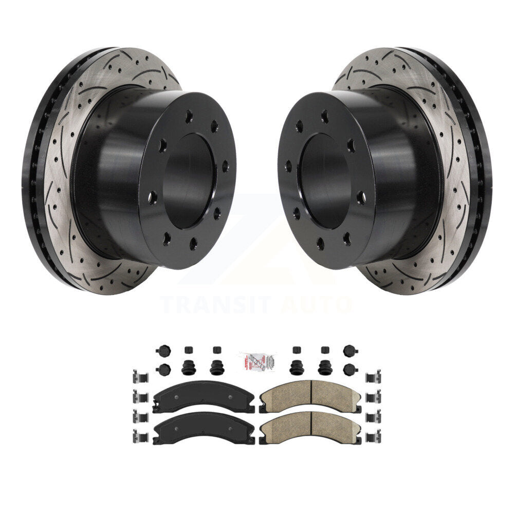 Rotor de frein à fente arrière percé et Kit de plaquettes en céramique pour GMC Sierra 3500 HD Chevrole