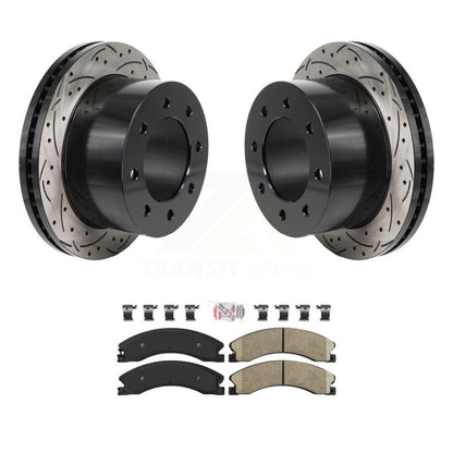 Rotor de frein à fente arrière percé et Kit de plaquettes en céramique pour GMC Sierra 3500 HD Chevrole