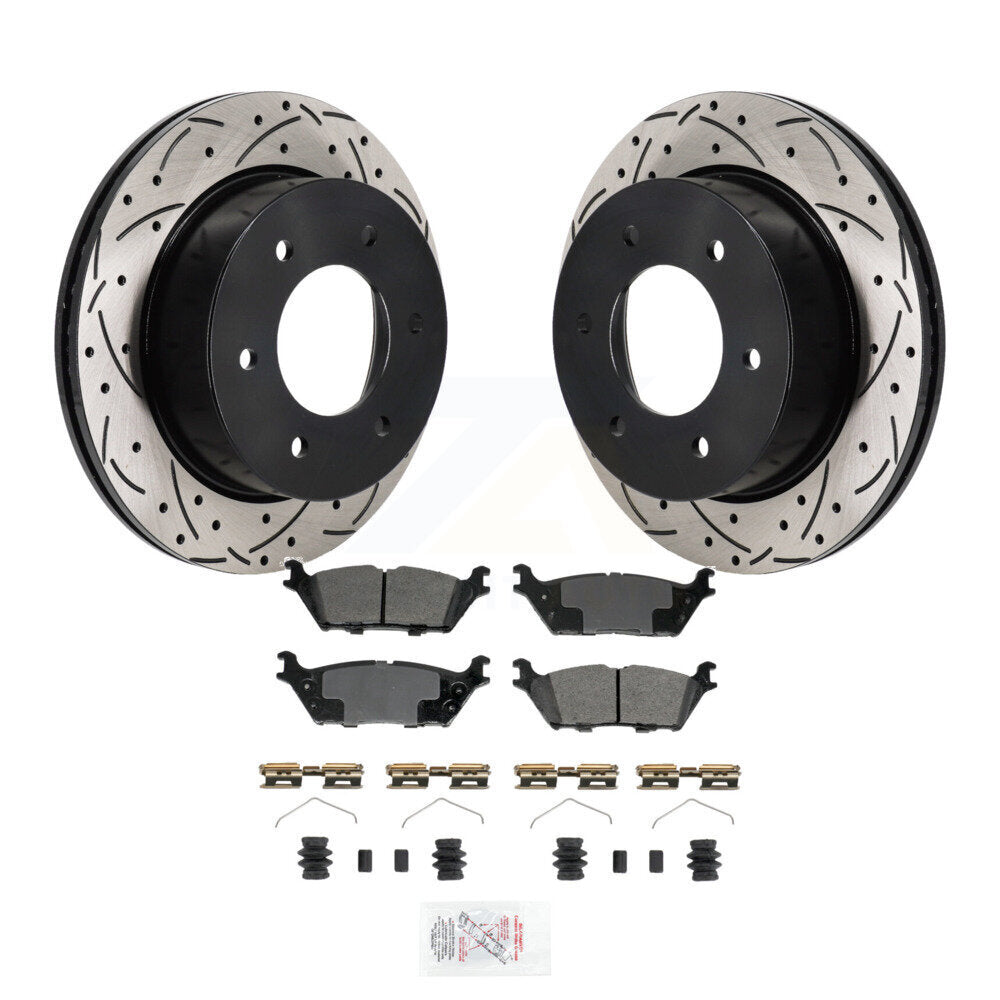 Kit de plaquettes semi-métalliques de Rotor de frein à fente de forage arrière pour Ford Bronco 2022 2023 3.0