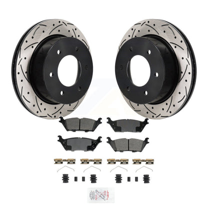 Kit de plaquettes semi-métalliques de Rotor de frein à fente de forage arrière pour Ford Bronco 2022 2023 3.0