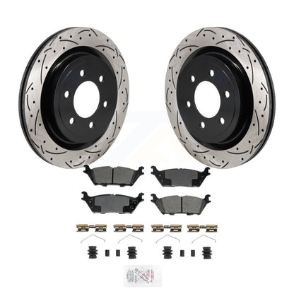 Kit de plaquettes semi-métalliques de rotors de frein à disque de fente de forage arrière pour Ford F-150 Lightnin