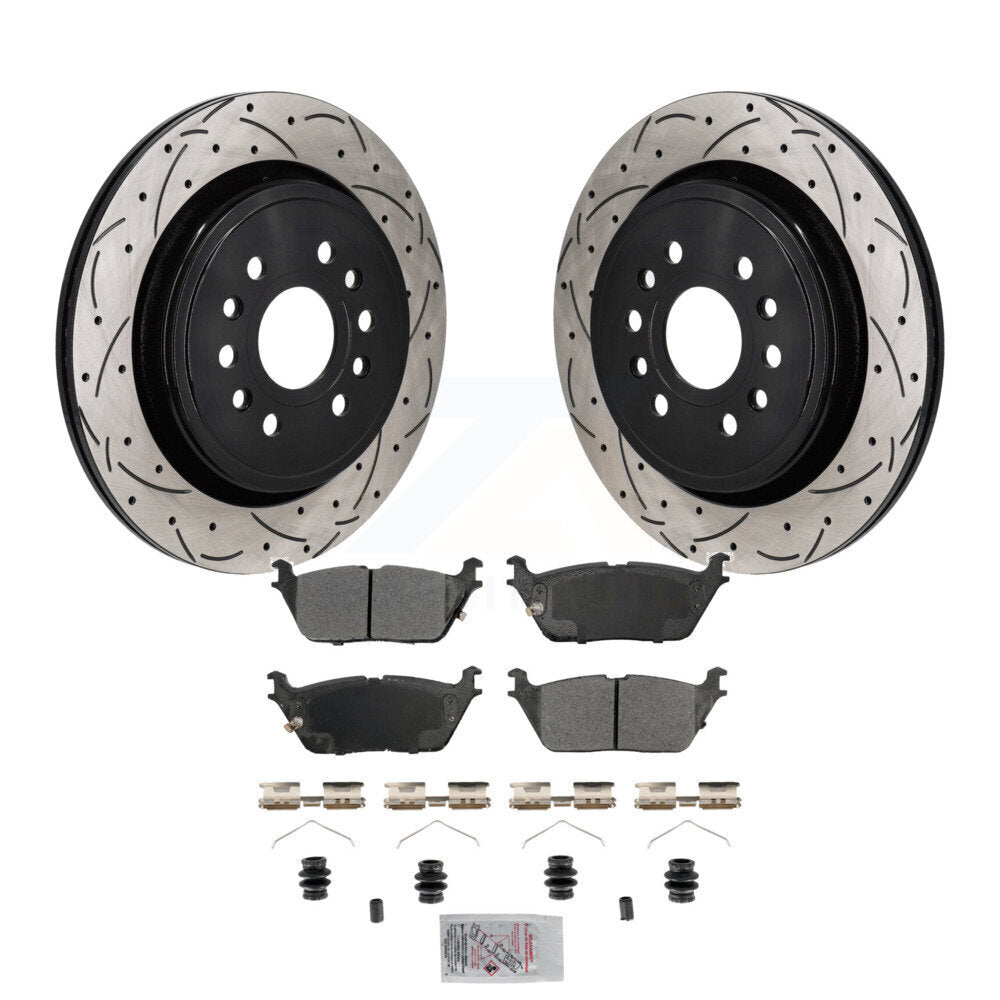 Kit de plaquettes semi-métalliques de Rotor de frein à fente arrière percée pour Ram 1500 Jeep Wagoneer