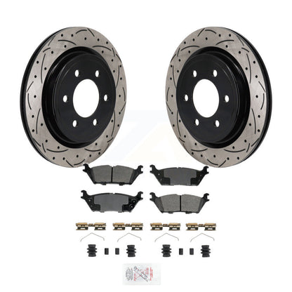 Kit de plaquettes semi-métalliques de rotors de frein à disque de fente de forage arrière pour Ford F-150 Lightnin