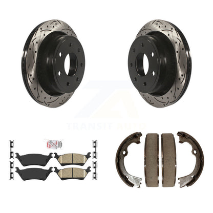 Kit de chaussures de stationnement à disque arrière, Rotors percés et fendus, plaquettes en céramique, pour Ford F-15