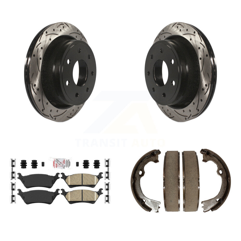 Kit de chaussures de stationnement à disque arrière, Rotors percés et fendus, plaquettes en céramique, pour Ford F-15