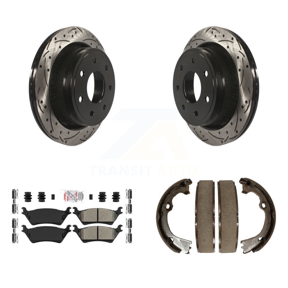Kit de plaquettes semi-métalliques et de patins de stationnement pour disques arrière percés et fendus