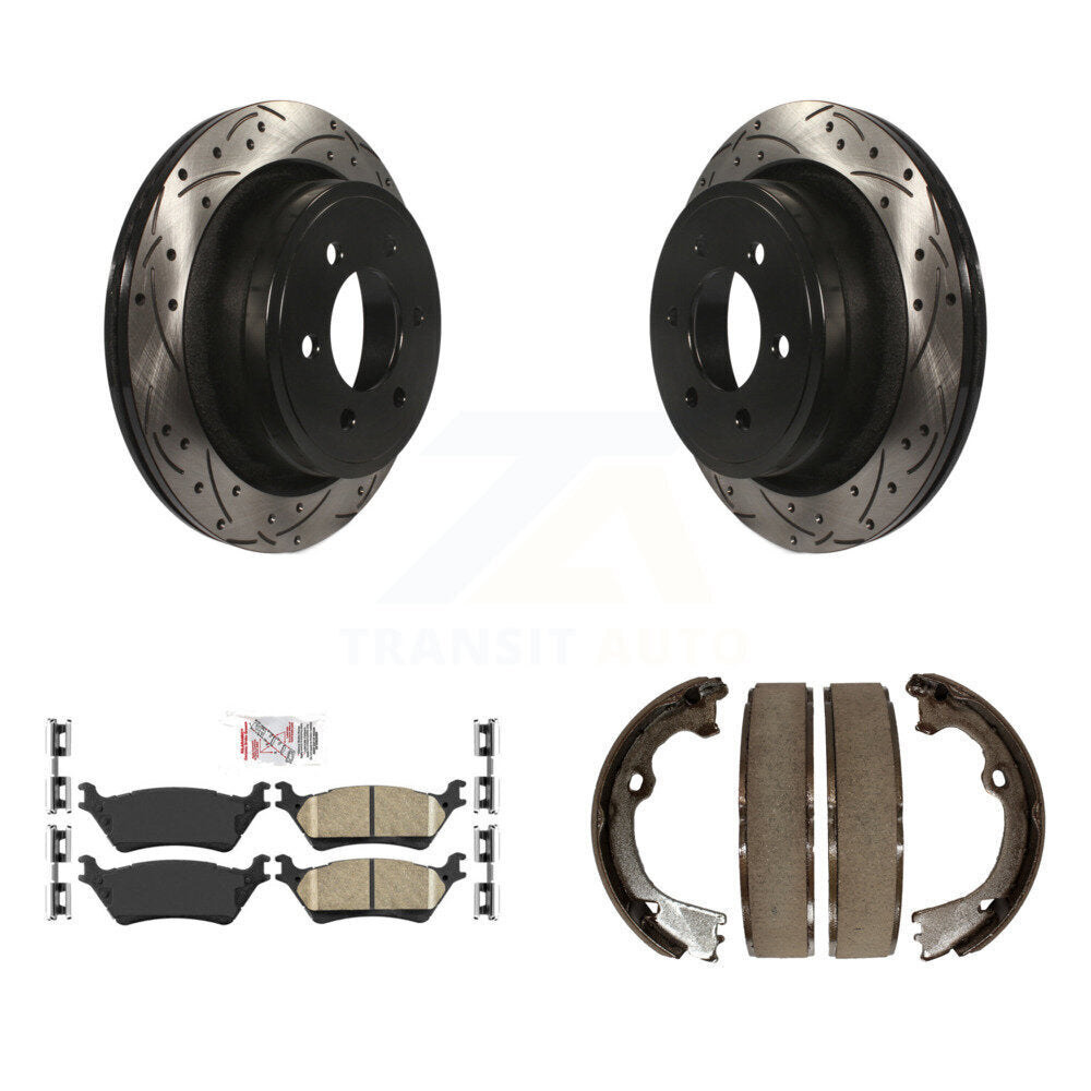 Kit de chaussures de stationnement à disque arrière, Rotors percés et fendus, plaquettes en céramique, pour Ford F-15
