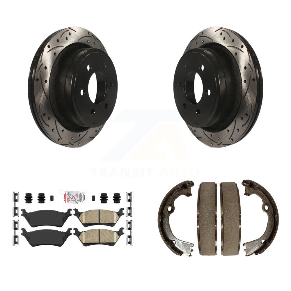 Kit de chaussures de stationnement à disque arrière, Rotors percés et fendus, plaquettes en céramique, pour Ford F-15