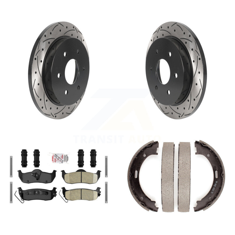 Kit de plaquettes en céramique et de chaussures de stationnement à disque arrière, Rotors percés et fendus, pour Nissa