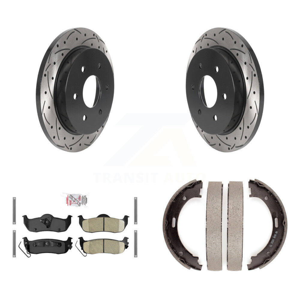 Kit de plaquettes en céramique et de chaussures de stationnement à disque arrière, Rotors percés et fendus, pour Nissa