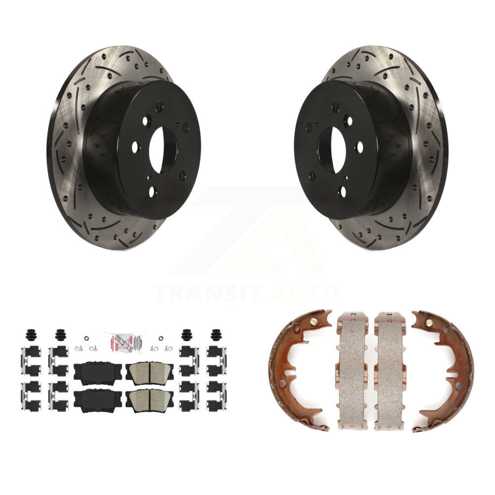 Kit de plaquettes en céramique et de chaussures de stationnement à disque arrière, Rotors percés et fendus, pour Toyot
