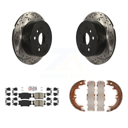 Kit de plaquettes en céramique et de chaussures de stationnement à disque arrière, Rotors percés et fendus, pour Toyot
