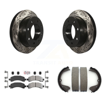 Kit de plaquettes semi-métalliques et de patins de stationnement pour disques arrière percés et fendus