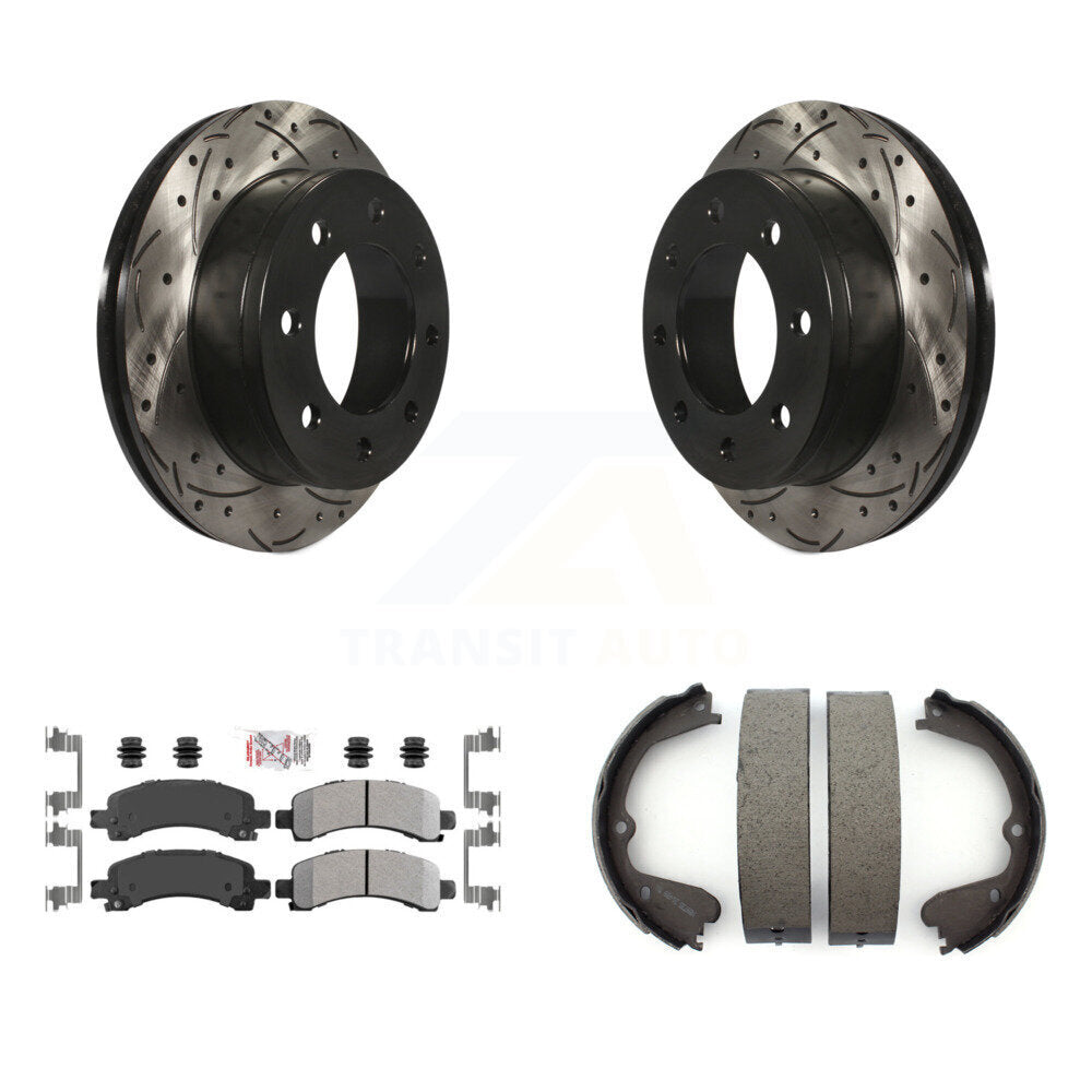 Kit de plaquettes semi-métalliques et de patins de stationnement pour disques arrière percés et fendus