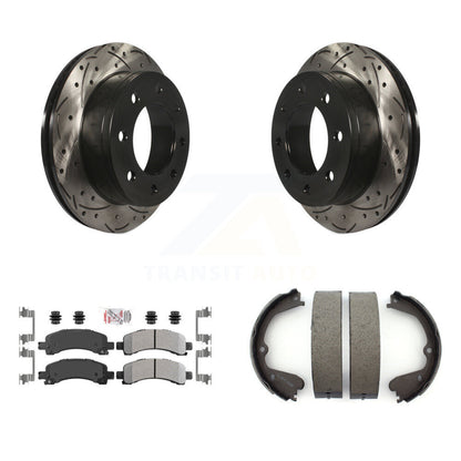Kit de plaquettes semi-métalliques et de patins de stationnement pour disques arrière percés et fendus