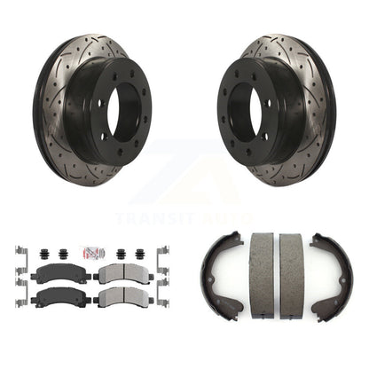 Kit de plaquettes semi-métalliques et de patins de stationnement pour disques arrière percés et fendus