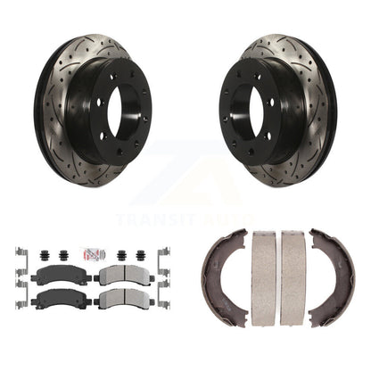 Kit de patins de stationnement à disques arrière percés et à fentes, plaquettes semi-métalliques, pour 350
