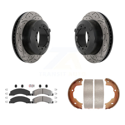 Kit de chaussures de stationnement à disques arrière percés et à fentes, plaquettes semi-métalliques, pour Ram