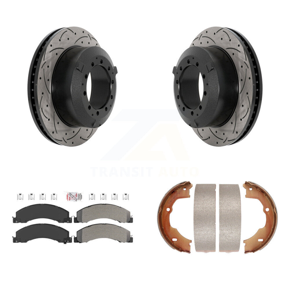 Kit de chaussures de stationnement à disques arrière percés et à fentes, plaquettes semi-métalliques, pour Ram