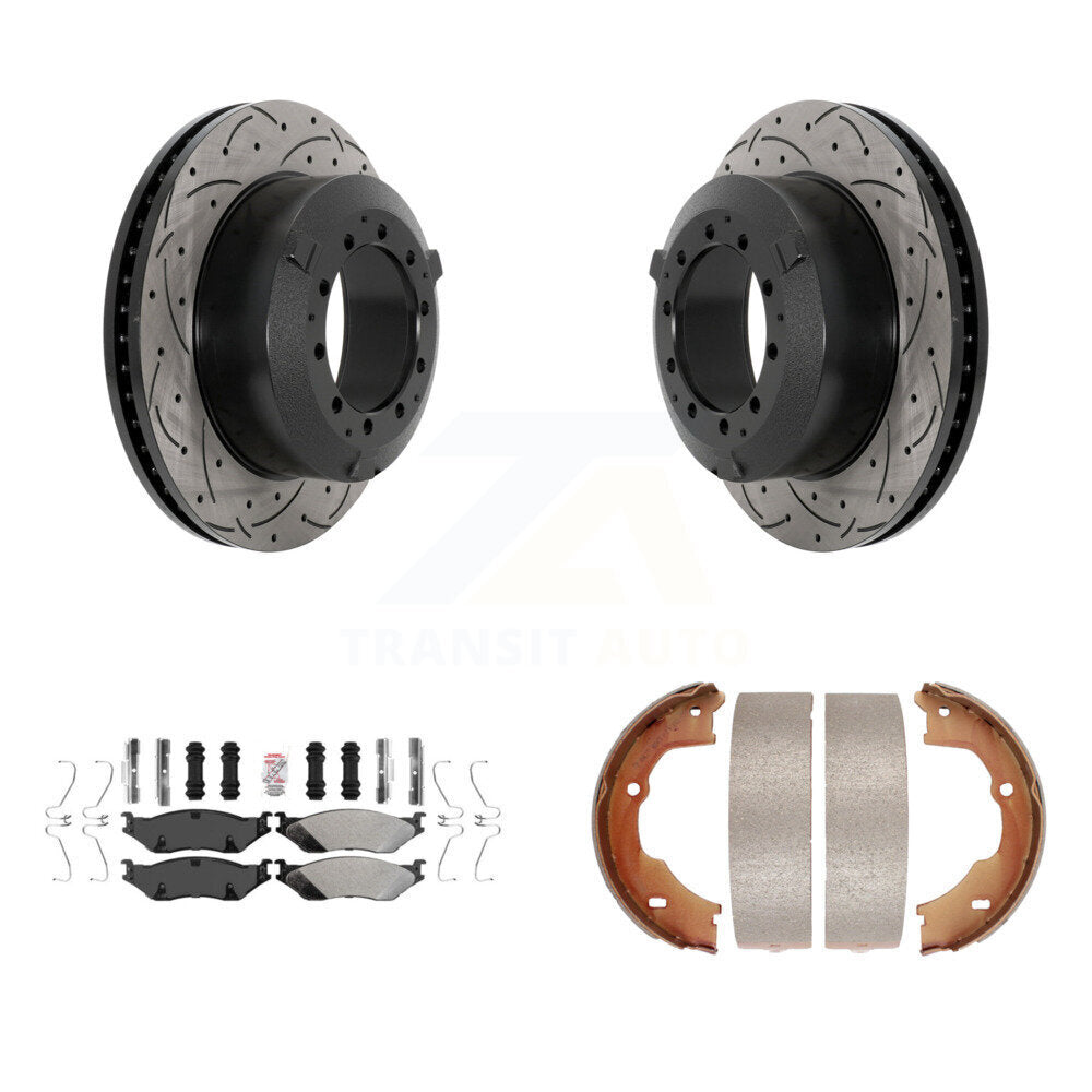 Kit de chaussures de stationnement à disques arrière, Rotors percés et fendus, plaquettes semi-métalliques