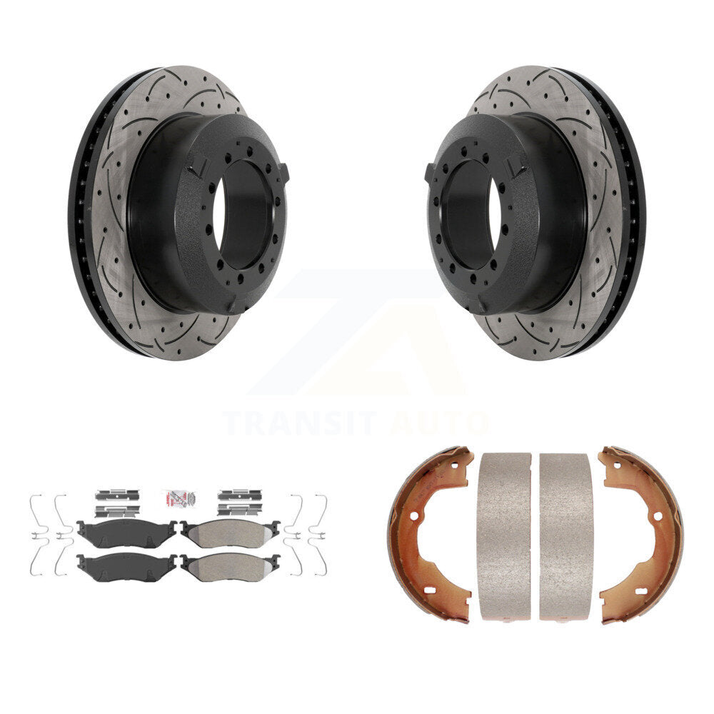 Kit de chaussures de stationnement à disques arrière, Rotors percés et fendus, plaquettes semi-métalliques