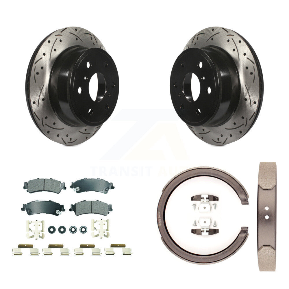 Kit de plaquettes semi-métalliques et de patins de stationnement pour disques arrière percés et fendus