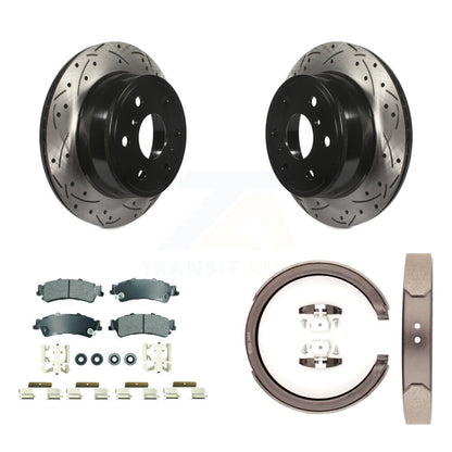 Kit de plaquettes semi-métalliques et de patins de stationnement pour disques arrière percés et fendus