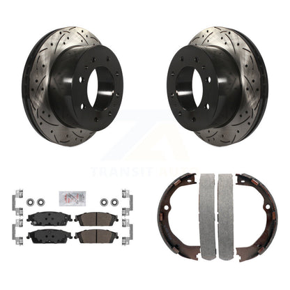 Kit de plaquettes semi-métalliques et de patins de stationnement pour disques arrière percés et fendus