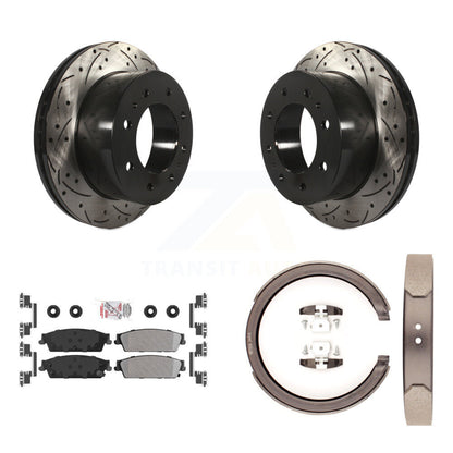 Kit de plaquettes semi-métalliques et de patins de stationnement pour disques arrière percés et fendus
