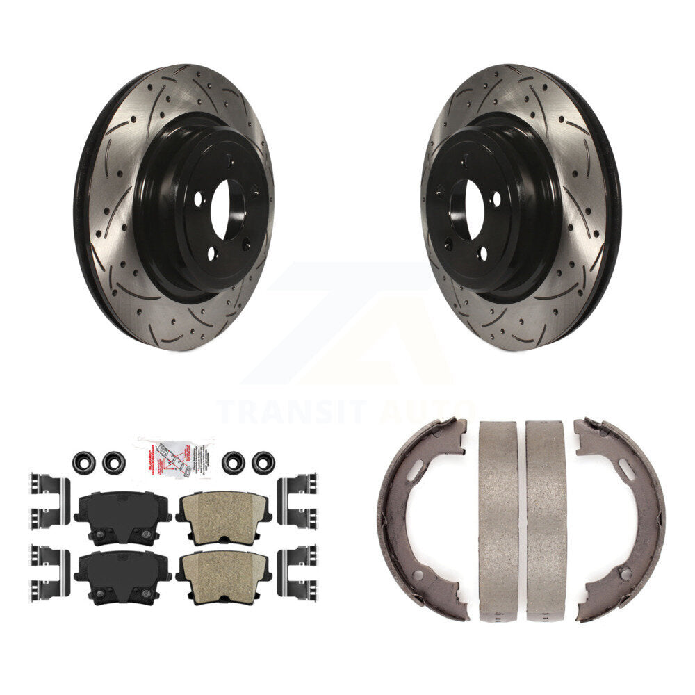 Kit de plaquettes en céramique et de chaussures de stationnement à disque arrière, Rotors percés et fendus, pour Dodge