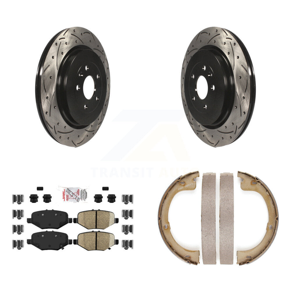 Kit de plaquettes semi-métalliques et de patins de stationnement pour disques arrière percés et fendus