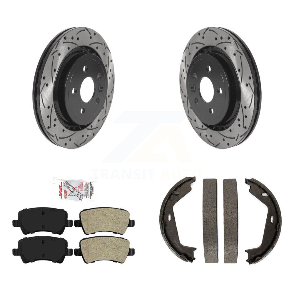 Kit de plaquettes semi-métalliques et de patins de stationnement pour disques arrière percés et fendus