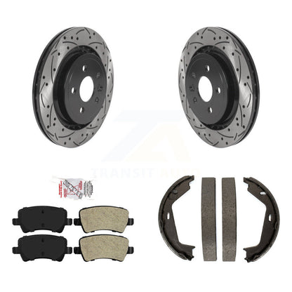 Kit de plaquettes semi-métalliques et de patins de stationnement pour disques arrière percés et fendus