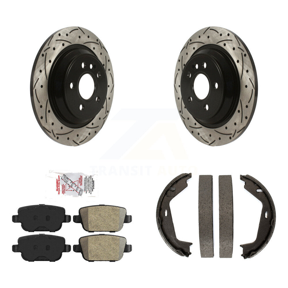 Kit de plaquettes semi-métalliques et de patins de stationnement pour disques arrière percés et fendus