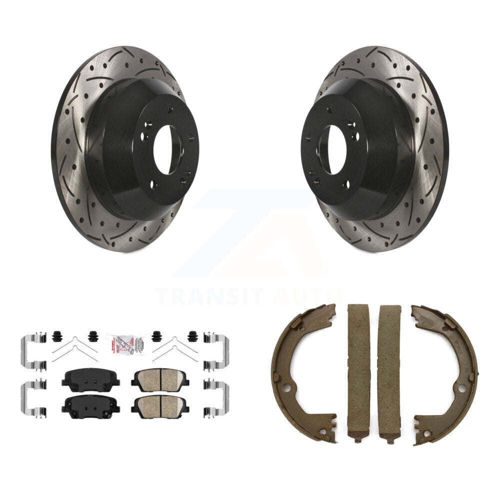 Kit de chaussures de stationnement à disque arrière, Rotors percés et fendus, plaquettes en céramique, pour Hyundai F
