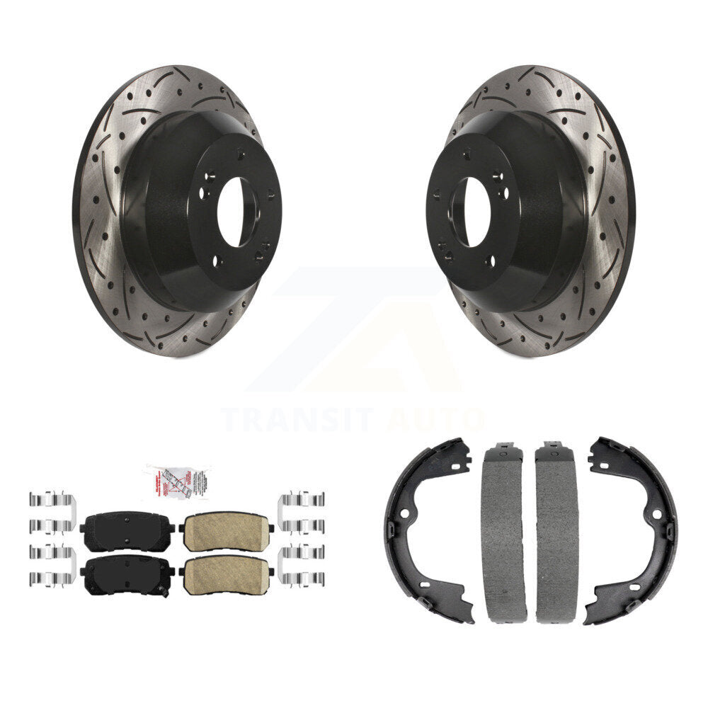 Kit de chaussures de stationnement à disques arrière, Rotors percés et fendus, plaquettes en céramique, pour Kia Sedon