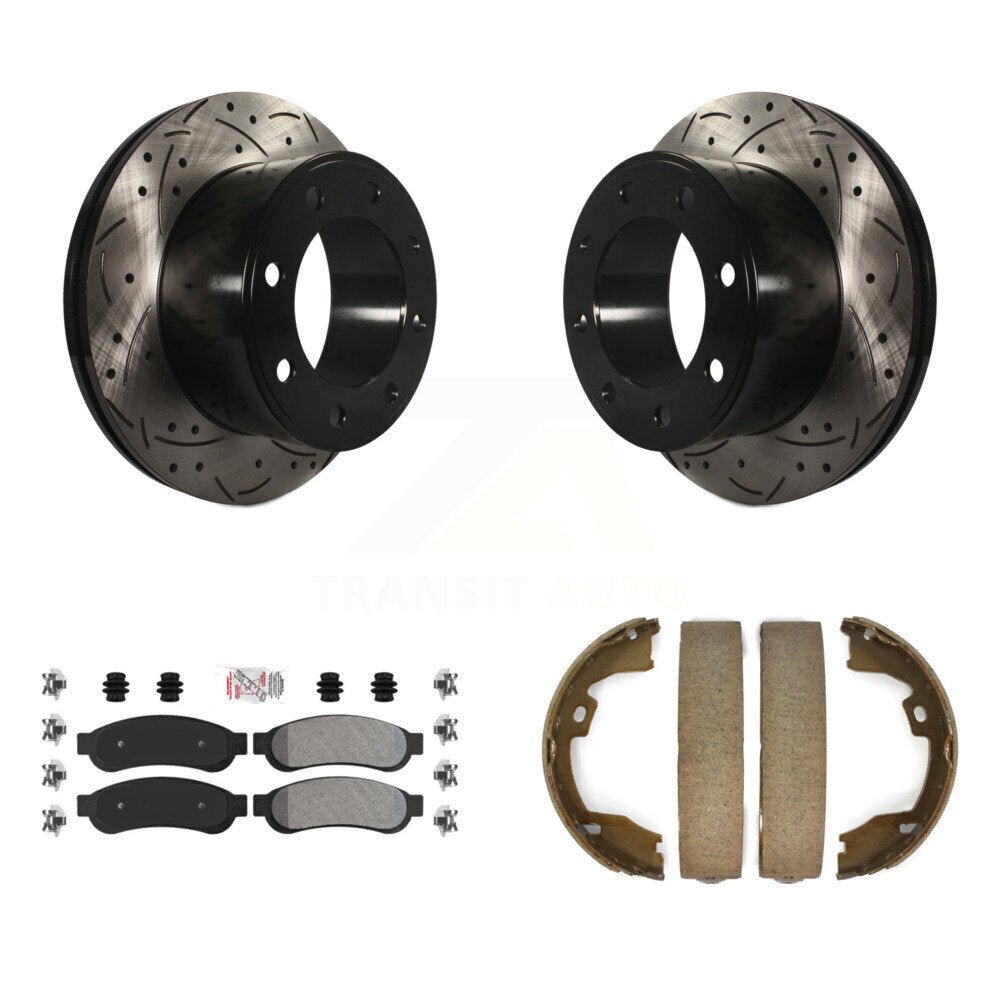 Kit de chaussures de stationnement à disques arrière, Rotors percés et fendus, plaquettes semi-métalliques