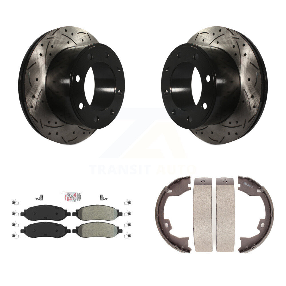 Kit de chaussures de stationnement à disques arrière, Rotors percés et fendus, plaquettes semi-métalliques