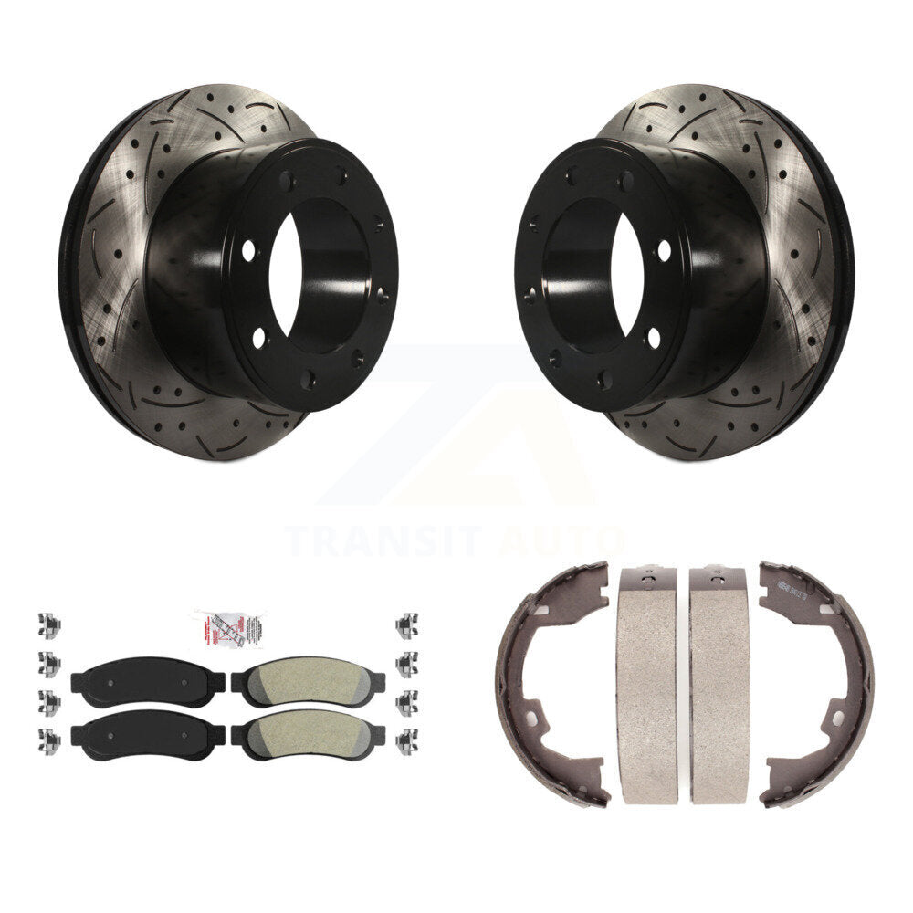 Kit de chaussures de stationnement à disques arrière, Rotors percés et fendus, plaquettes semi-métalliques