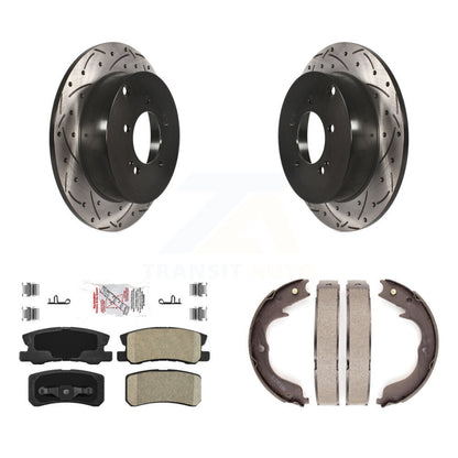 Kit de chaussures de stationnement à disques arrière, Rotors percés et fendus, plaquettes en céramique, pour Mitsubishi