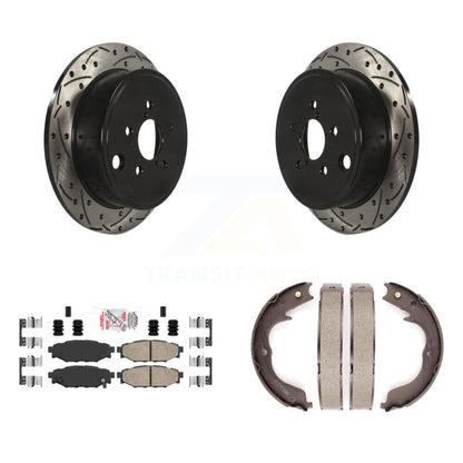 Kit de plaquettes en céramique et de patins de stationnement pour disques arrière, rotors percés et fendus, pour Subar