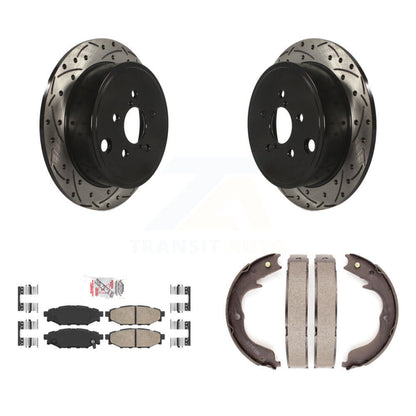 Kit de plaquettes en céramique et de patins de stationnement pour disques arrière, rotors percés et fendus, pour Subar